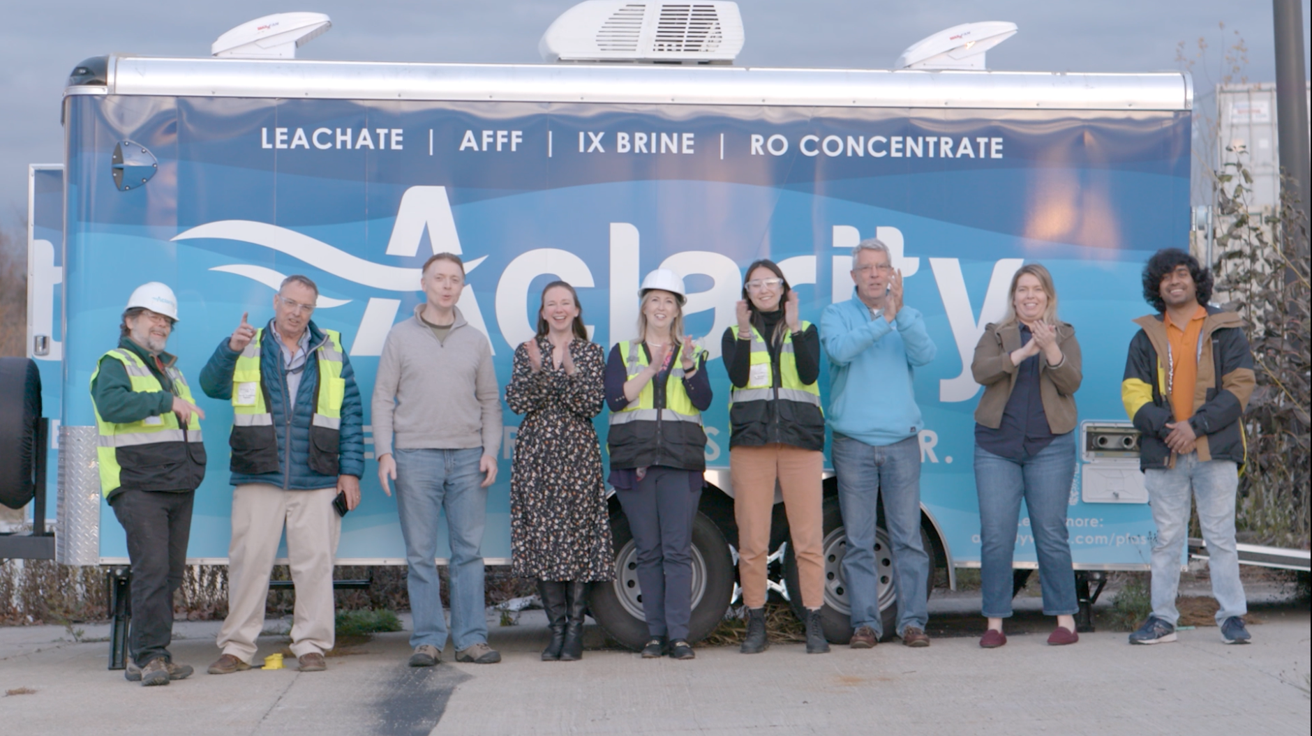 Aclarity team in front of their mobile skid tech